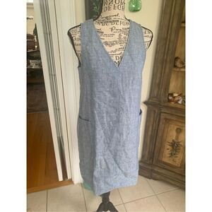 LOFT woven chambray linen sheath dress